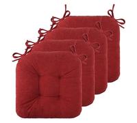FlyGulls Set of 4 Chair Cushions for Dining Chairs Non Slip Office Chair Cushion with Ties Premium Seat Cushion Comfortable Kitchen Chair Pads Indoor 46x46x8cm/18x18x3inch (Red)