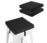 FlyGulls Square Bar Stool Cushions Non-Slip Chair Pads with Ties 2“ Thick Chair Cushions Set of 2 with Machine Washable Cover (30.5x30.5cm/12x12inch, Black)