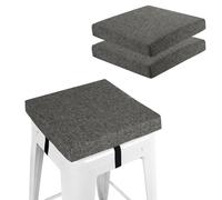 FlyGulls Square Bar Stool Cushions Non-Slip Chair Pads with Ties 2“ Thick Chair Cushions Set of 2 with Machine Washable Cover (30.5x30.5cm/12x12inch, Dark Grey)