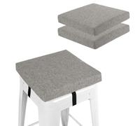 FlyGulls Square Bar Stool Cushions Non-Slip Chair Pads with Ties 2“ Thick Chair Cushions Set of 2 with Machine Washable Cover (Light Grey, 30.5x30.5cm/12x12inch)