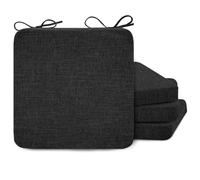 FlyGulls Square Kitchen Chair Cushions with Ties 2" Thick Seat Cushions for Dining Room Chairs Non Slip Chair Pads for Dining Chairs Set of 4 with Machine Washable Cover (40.5x40.5cm/16x16inch) Black