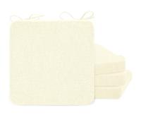 FlyGulls Square Kitchen Chair Cushions with Ties 2" Thick Seat Cushions for Dining Room Chairs Non Slip Chair Pads for Dining Chairs Set of 4 with Machine Washable Cover (40.5x40.5cm) (4, Ivory)
