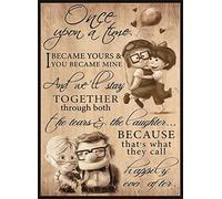 Flyhaw To My Wife Poster Carl and Ellie Once Upon a Time I Became Yours You Became Mine Vintage Metal Sign Retro Tin Sign Art Home Decoration for Living Room Shop Wall Decor 8x12inch