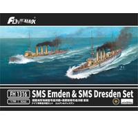 Flyhawk Model (Flyhawk) 1/700 Imperial German Navy Light Cruiser, Dresden & Mden, Standard Edition, Pack of 2, Plastic Model No. 1316