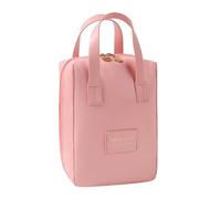 Flyhigter Travel Makeup Bag for Women, Large Capacity Toiletry Bag with Compartments, Open Flat Waterproof Cosmetic Bag, Portable Makeup Organizer for Bathroom & Travel, Pink, Cute