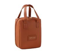 Flyhigter Travel Makeup Bag for Women, Large Capacity Toiletry Bag with Compartments, Open Flat Waterproof Cosmetic Bag, Portable Makeup Organizer for Bathroom & Travel, Brown