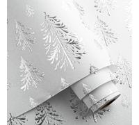 Flyhill Kraft Christmas Wrapping Paper,Silver Gold 3D Embossed Foil Christmas Tree with Woodlands Wrap Paper for Holiday, Party,Celebration, New Year (17 Inch X 32.8 Feet)
