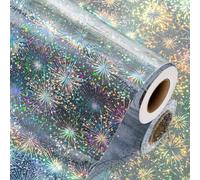 Flyhill Silver Holographic Wrapping Paper Roll, Colorful Sparkle Foil Design Gift Wrap Paper for Birthday Disco Party Wedding Bridal Shower Graduation - Mini Roll 17inch*32.8ft