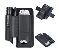 FLYHOMES Genuine Leather Multitool Sheath | Handmade Stitched EDC Belt Organizer for Leatherman Surge & Wave+ | Multi Tool Holster & Pen | Tools Pouch