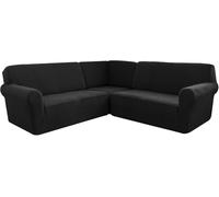 Corner Sofa Cover, Soft Thick Stretch L-shape Sectional Couch Protector Cover, Machine Washable, for Home Cafe Club Restaurant,E,5 Seater