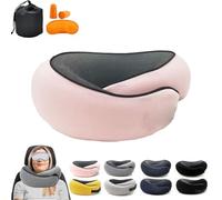 Flyhugz，Flyhugz Neck Pillow，Flyhugs Neck Pillow, Flyhugz Stowable U-Shaped Pillow For Airplanes, Car, Office, Sleeping Upright (Pink)