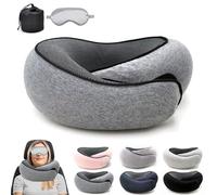 Flyhugz - Flyhugz Neck Pillow, Flyhugs Neck Pillow, Wander Plus Travel Pillow, Memory Foam Travel Pillow, Flyhugz Stowable U-Shaped Pillow For Airplanes, Car, Office, Sleeping Upright (A-Grey)