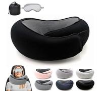 Flyhugz - Flyhugz Neck Pillow, Flyhugs Neck Pillow, Wander Plus Travel Pillow, Memory Foam Travel Pillow, Flyhugz Stowable U-Shaped Pillow For Airplanes, Car, Office, Sleeping Upright (A-Black)