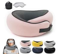 Flyhugz - Flyhugz Neck Pillow, Flyhugs Neck Pillow, Wander Plus Travel Pillow, Memory Foam Travel Pillow, Flyhugz Stowable U-Shaped Pillow For Airplanes, Car, Office, Sleeping Upright (B-Pink)