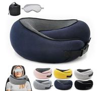 Flyhugz - Flyhugz Neck Pillow, Flyhugs Neck Pillow, Wander Plus Travel Pillow, Memory Foam Travel Pillow, Flyhugz Stowable U-Shaped Pillow For Airplanes, Car, Office, Sleeping Upright (B-Blue)