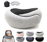 Flyhugz - Flyhugz Neck Pillow, Flyhugs Neck Pillow, Wander Plus Travel Pillow, Memory Foam Travel Pillow, Flyhugz Stowable U-Shaped Pillow For Airplanes, Car, Office, Sleeping Upright (A-White)