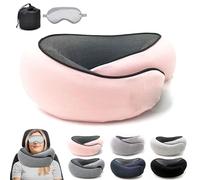 Flyhugz - Flyhugz Neck Pillow, Flyhugs Neck Pillow, Wander Plus Travel Pillow, Memory Foam Travel Pillow, Flyhugz Stowable U-Shaped Pillow For Airplanes, Car, Office, Sleeping Upright (A-Pink)
