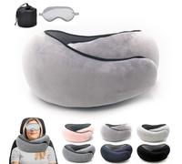 Flyhugz - Flyhugz Neck Pillow, Flyhugs Neck Pillow, Wander Plus Travel Pillow, Memory Foam Travel Pillow, Flyhugz Stowable U-Shaped Pillow For Airplanes, Car, Office, Sleeping Upright (A-Light Grey)