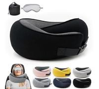 Flyhugz - Flyhugz Neck Pillow, Flyhugs Neck Pillow, Wander Plus Travel Pillow, Memory Foam Travel Pillow, Flyhugz Stowable U-Shaped Pillow For Airplanes, Car, Office, Sleeping Upright (B-Black)