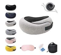Flyhugz Neck Pillow for Travel, Flyhugz Travel Neck Pillow, With Neck Pillows Storage Bag,Eye Mask,Ear Plugs (Gray)
