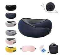 Flyhugz Neck Pillow for Travel, Flyhugz Travel Neck Pillow, With Neck Pillows Storage Bag,Eye Mask,Ear Plugs (Blue)