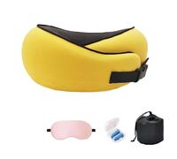 Flyhugz Neck Pillow for Travel, Flyhugz Travel Neck Pillow, With Neck Pillows Storage Bag,Eye Mask,Ear Plugs (Yellow)