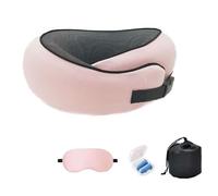 Flyhugz Neck Pillow for Travel, Flyhugz Travel Neck Pillow, With Neck Pillows Storage Bag,Eye Mask,Ear Plugs (Pink)