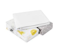 Flyideas 3-Piece Bedding Set for Bedside Cribs - 2 Cotton Fitted Sheets & 1 Waterproof Mattress Protector, 90x50 cm - Hypoallergenic, Soft, Breathable Sheets for Next to Me Crib