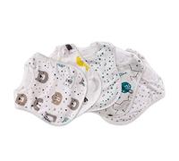 FlyIdeas 5-Piece Baby Bibs Set for Drooling, Teething & Feeding - Waterproof, Hypoallergenic Cotton, Adjustable Velcro Closure, 21x19 cm - Dribble Bibs for 0-6 & 6-18 Months