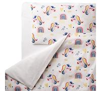 FlyIdeas Kids Single Duvet Cover Bedding Set and Pillowcase Compatible with Single Beds/Todler Cots - 100% Pure Cotton Certif. Made in EU (Rainbow Unicorns, 120x180 cm)