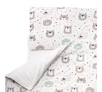 FlyIdeas Kids Single Duvet Cover Bedding Set and Pillowcase Compatible with Single Beds/Todler Cots - 100% Pure Cotton Certif. Made in EU (Cute Bears, 120x180 cm)