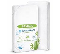 FlyIdeas Set of 2 Waterproof Bamboo Mattress Protectors for Cribs, Cots and Prams I Super Soft & Absorbent Baby Bed Covers, Hypoallergenic and Phthalate Free