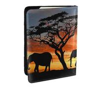 FLYIFE African Elephant Printed Passport Holder Cover, PU Leather Passport Cover Case Travel Passport Wallet for Women Men