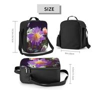 FLYIFE Beautiful Flowers Printed Insulated Lunch Bag with Adjustable Shoulder Strap, Portable Cooler Lunch Tote Bag for Picnic/Work/School/Travel