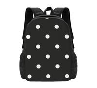 FLYIFE Black And White Polka Dot Printed Travel Laptop Backpack - Large Capacity Versatile Comfortable Student Book Bag For Travel, School, And Outdoor Activities