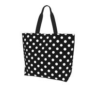 FLYIFE Black And White Polka Dots Printed Shoulder Shopping Bag For Women - Large Capacity Totes Bag For Grocery Shopping And Storage