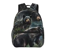 FLYIFE Black Bear Printed Lightweight School Backpack -Versatile Comfortable Student Book Bag For Travel, School, And Outdoor Activities