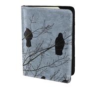FLYIFE Black Crow Birds Printed Passport Holder Cover 5.5 inches, Leather Passport Cover Case Travel Passport Wallet for Women Men