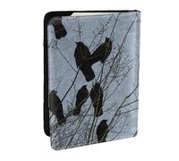FLYIFE Black Crow Birds Printed Passport Holder Cover, PU Leather Passport Cover Case Travel Passport Wallet for Women Men