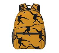 FLYIFE Black Gibbon Monkey Printed Lightweight School Backpack -Versatile Comfortable Student Book Bag For Travel, School, And Outdoor Activities