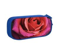 FLYIFE Blooming Rose Flower Large Pencil Bag with 2 Compartments Pencil Pen Case Pencil Pouch Bag Organizer for Girls Boys Student School Office College, Blue