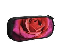 FLYIFE Blooming Rose Flower Large Pencil Bag with 2 Compartments Pencil Pen Case Pencil Pouch Bag Organizer for Girls Boys Student School Office College, Black