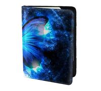 FLYIFE Blue Butterfly Printed Passport Holder Cover 5.5 inches, Leather Passport Cover Case Travel Passport Wallet for Women Men