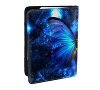 FLYIFE Blue Butterfly Printed Passport Holder Cover, PU Leather Passport Cover Case Travel Passport Wallet for Women Men