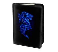 FLYIFE Blue Chinese Dragon Printed Passport Holder Cover 5.5 inches, Leather Passport Cover Case Travel Passport Wallet for Women Men