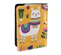 FLYIFE Cartoon Alpaca Cute Animal Printed Passport Holder Cover, PU Leather Passport Cover Case Travel Passport Wallet for Women Men
