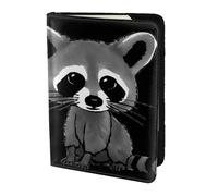FLYIFE Cartoon Cute Raccoon Printed Passport Holder Cover 5.5 inches, Leather Passport Cover Case Travel Passport Wallet for Women Men