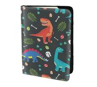 FLYIFE Cartoon Dinosaur Printed Passport Holder Cover 5.5 inches, Leather Passport Cover Case Travel Passport Wallet for Women Men