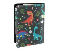 FLYIFE Cartoon Dinosaur Printed Passport Holder Cover, PU Leather Passport Cover Case Travel Passport Wallet for Women Men