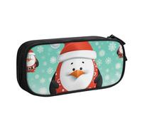 FLYIFE Christmas Santa Penguin Large Pencil Bag with 2 Compartments Pencil Pen Case Pencil Pouch Bag Organizer for Girls Boys Student School Office College, Black
